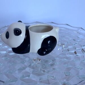 Panda Planter Ceramic Animal Succulent Flower Pot Black and White Cute Decor‎